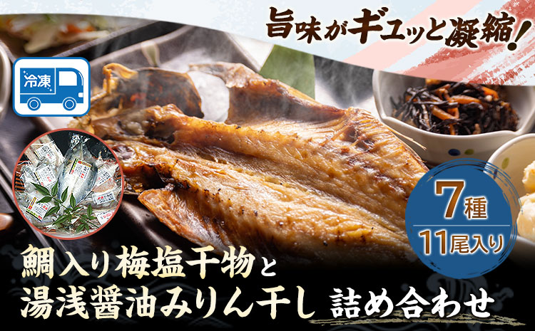 新鮮魚の鯛入り梅塩干物と湯浅醤油みりん干し7品種11尾入りの詰め合わせ（和歌山近海産の新鮮魚使用） 厳選館《90日以内に出荷予定(土日祝除く)》和歌山県 日高川町 送料無料