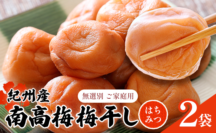 【数量限定！3～7営業日出荷】紀州 南高梅 梅干し はちみつ 2袋 送料無料 メール便 ご家庭用 無選別 《3-7営業日以内に発送予定(土日祝日除く)》和歌山県 日高川町 しそ梅 はちみつ梅 しそ はちみつ 蜂蜜