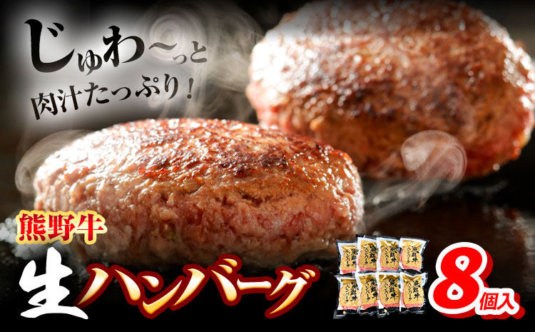 牛肉 熊野牛 生ハンバーグ 8個入り 株式会社Meat Factory《30日以内に出荷予定(土日祝除く)》和歌山県 日高川町 熊野牛 黒毛和牛 ハンバーグ 惣菜 生 送料無料