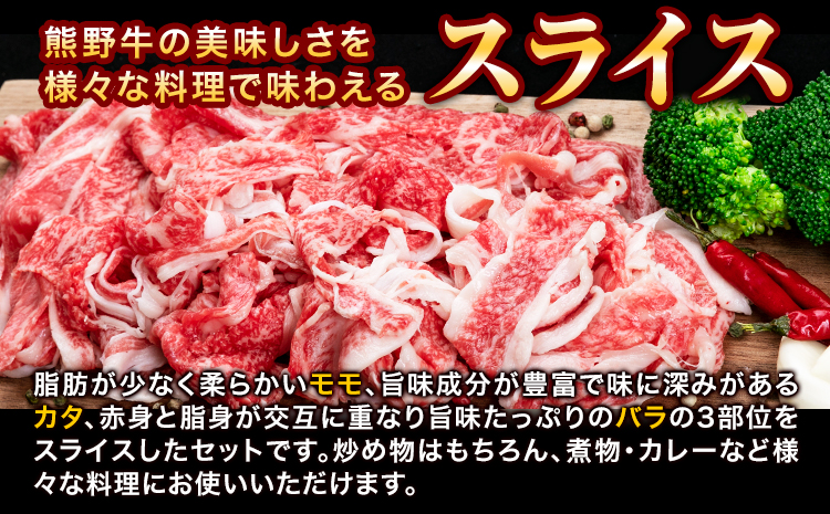 熊野牛万能スライス モモ カタ バラ 計1kg 株式会社Meat Factory《30日以内に出荷予定(土日祝除く)》和歌山県 日高川町 送料無料 牛肉 肉 スライス 冷凍