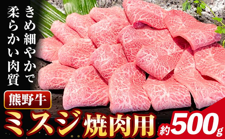 牛肉 熊野牛 ミスジ 焼肉用 500g 株式会社Meat Factory《30日以内に出荷予定(土日祝除く)》和歌山県 日高川町 熊野牛 牛 和牛 焼肉 希少部位 ミスジ 焼肉