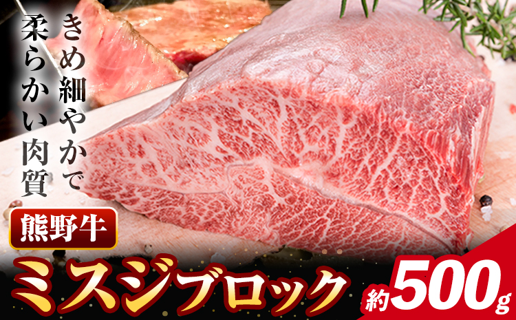 牛肉 熊野牛 希少部位 ミスジ ブロック 500g 株式会社Meat Factory《30日以内に出荷予定(土日祝除く)》和歌山県 日高川町 熊野牛 牛 和牛 ブロック肉 みすじ