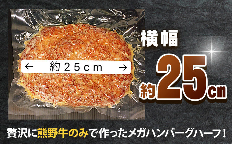 牛肉 熊野牛 MEGA バーグ ハーフ 650g × 2個 株式会社Meat Factory《30日以内に出荷予定(土日祝除く)》和歌山県 日高川町 熊野牛 牛 和牛 ハンバーグ 惣菜