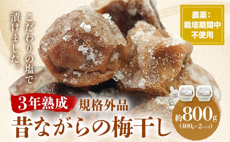 3年熟成 規格外品 昔ながらの梅干し 約800g 400g 2パック 農業法人 株式会社紀州梅香《30日以内に出荷予定(土日祝除く)》 和歌山県 日高川町 梅 うめ フルーツ 果物