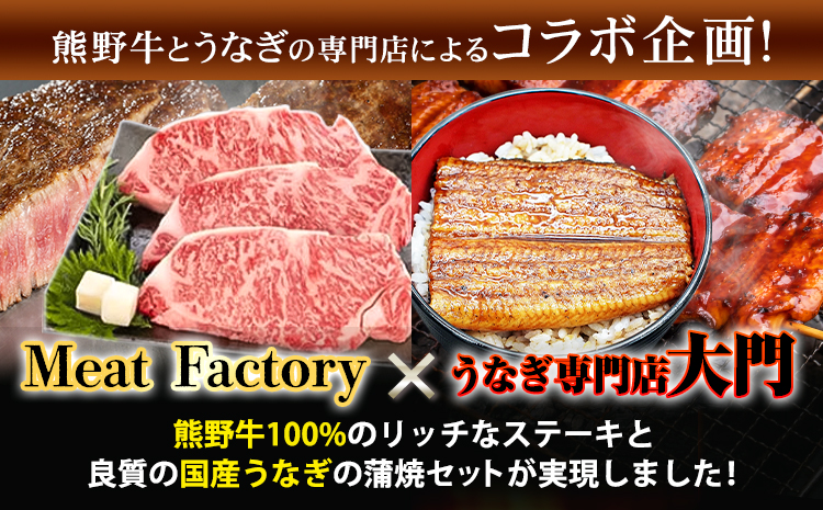 ステーキ 鰻 熊野牛 国産うなぎ 熊野牛ステーキと国産炭火焼鰻の贅沢うな牛セットＢ 計6食 株式会社Meat Factory《30日以内に出荷予定(土日祝除く)》和歌山県 日高川町 ロースステーキ 牛肉 肉 国産 うなぎ 送料無料