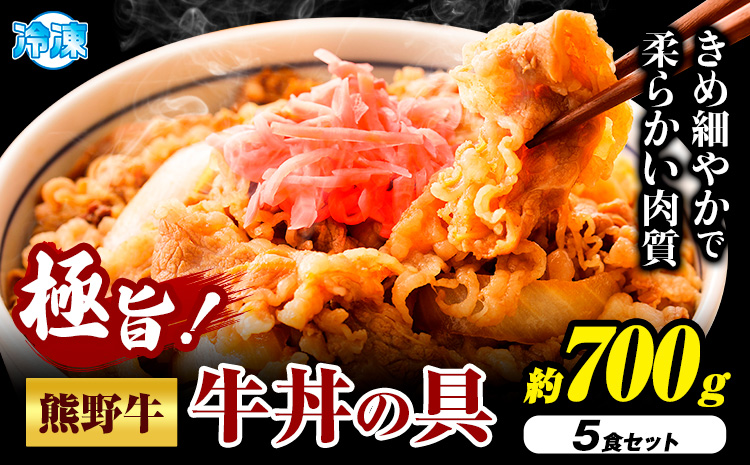 牛丼 熊野牛 牛丼の具 5個 セット 計700g 株式会社Meat Factory《30日以内に出荷予定(土日祝除く)》和歌山県 日高川町 送料無料 牛肉 肉 牛丼 レンジ 湯煎 冷凍