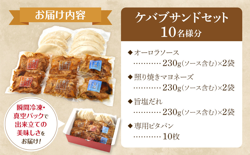 ケバブサンド セット 約10名分 ケバブチキンステーキ 230g×6食 ピタパン×10枚 肉料理 鶏肉 温めるだけ 惣菜 お手軽 簡単 ギフト 贈り物 ホームパーティー