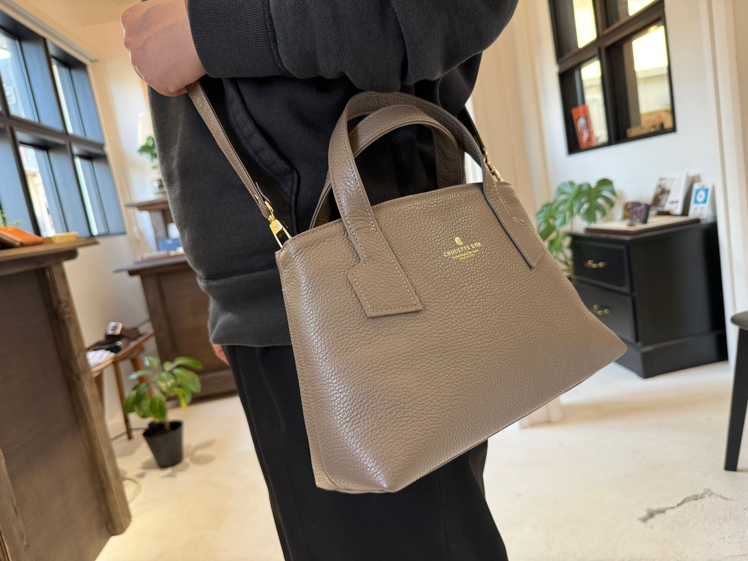 革職人が作った本革トートバッグXSシュリンク【トープ】