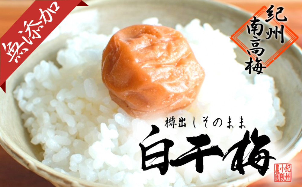 無添加　白干梅　(2L〜3Lサイズ、800g）紀州南高梅　【梅農家厳選　手づくり梅干】