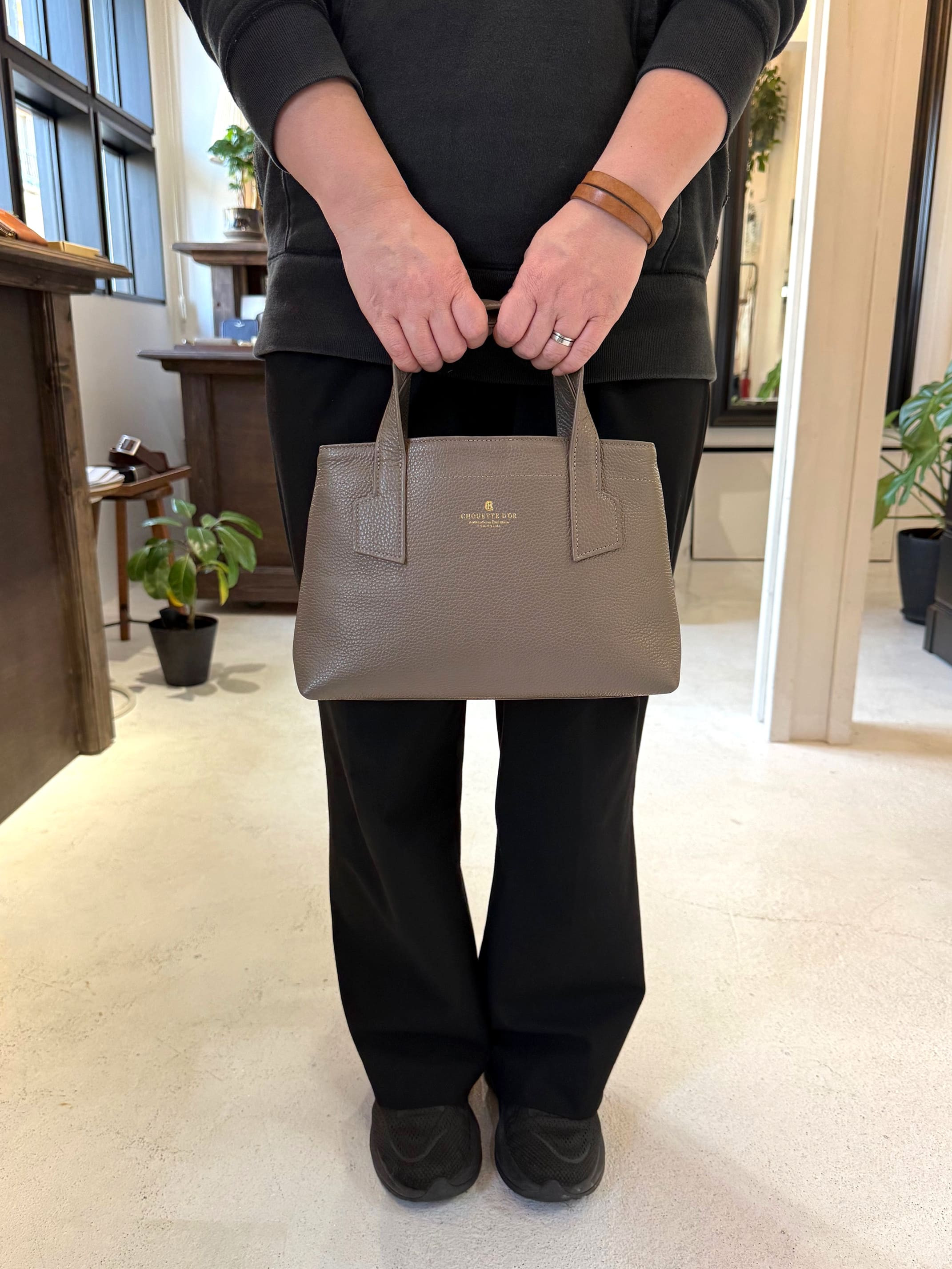 革職人が作った本革トートバッグXSシュリンク【トープ】