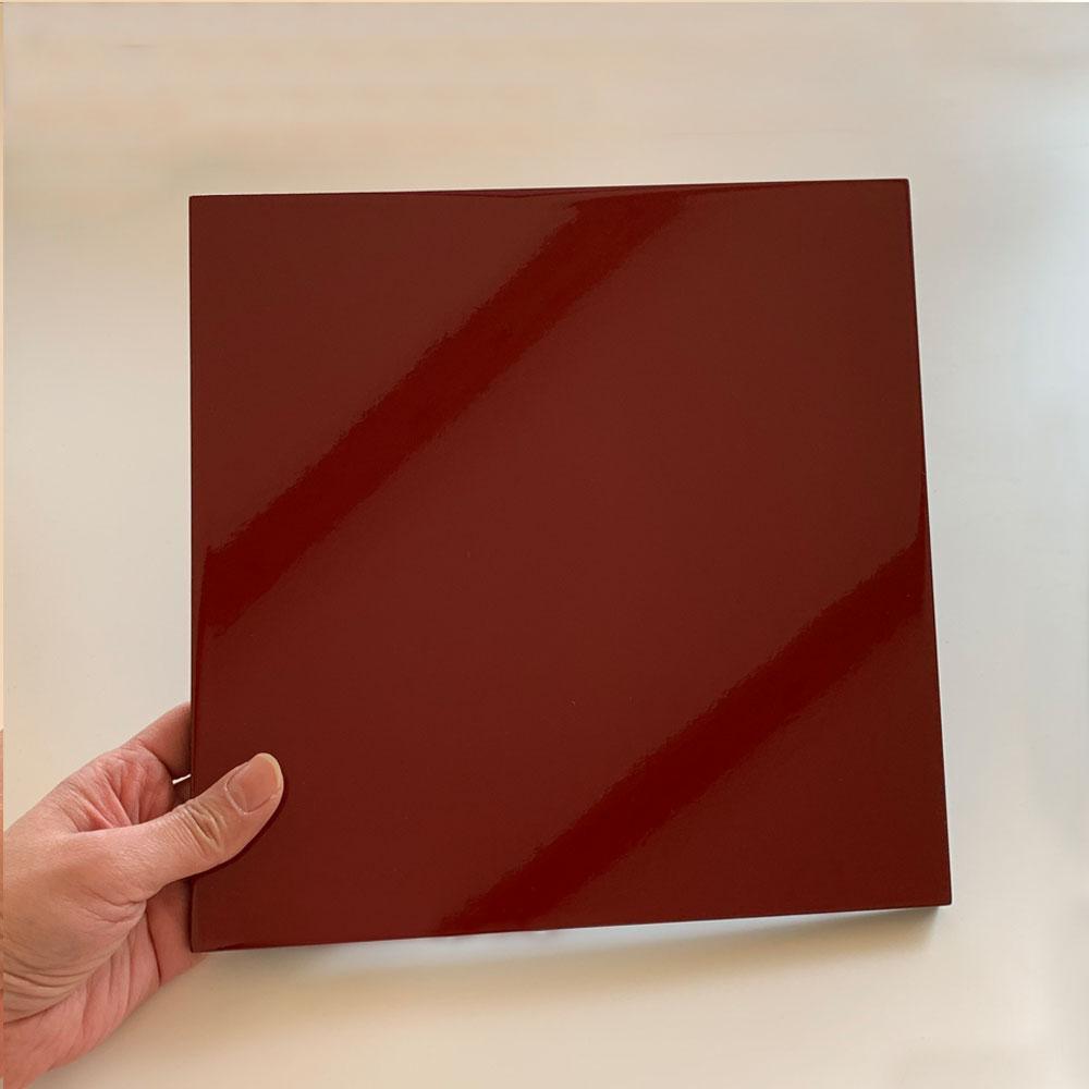 正角板 花台 敷板 両面塗 黒/朱 8号(24cm)【YG349】