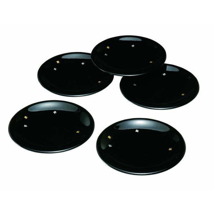 5.0寸 銘々皿 黒 千鳥 (5枚組)【YG111】