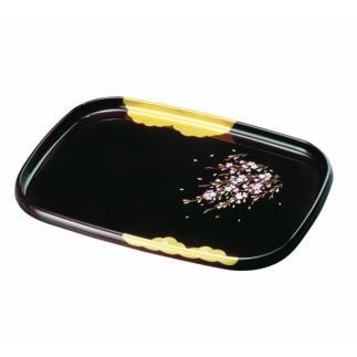 長手盆 PC 42cm 溜 金雲さくら【YG11】