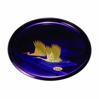 丸盆 紫雲杢 雅鶴 30cm【YG404】