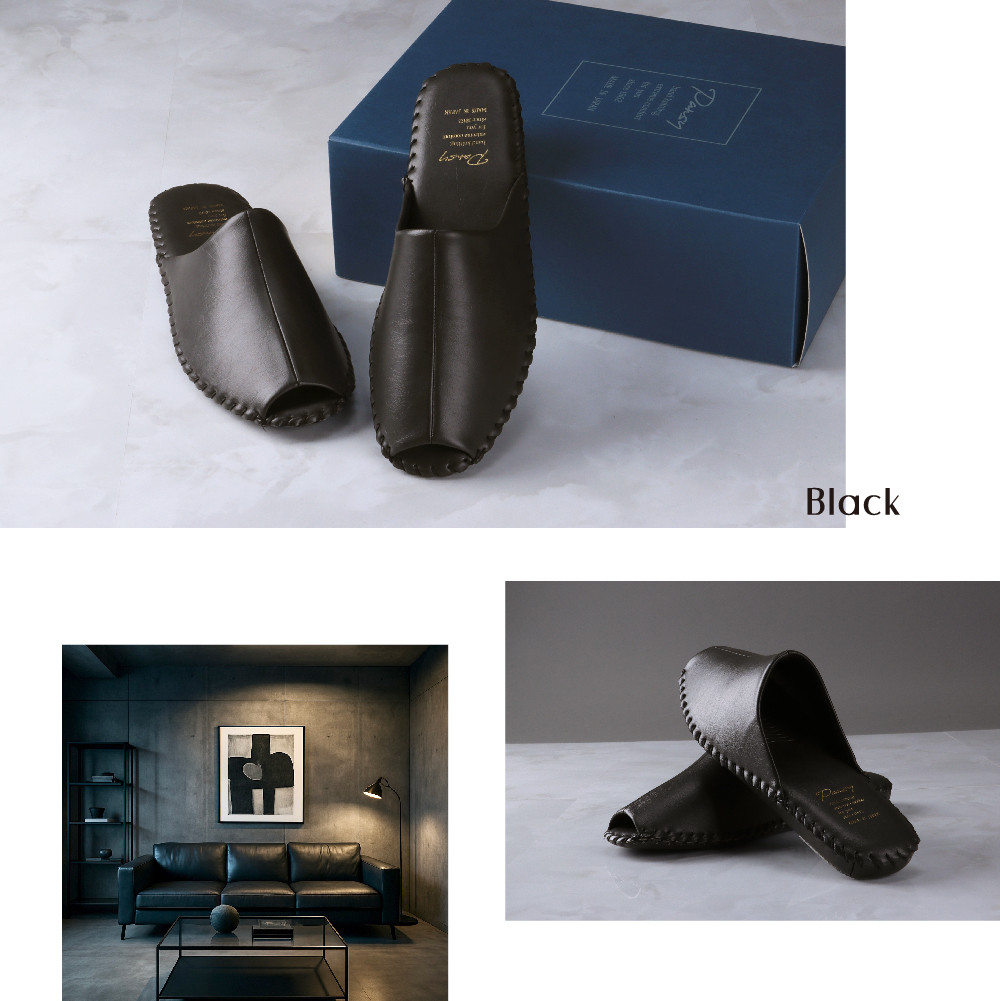 9962 スリッパ ブラック LL（27.0cm～27.5cm）パンジー 日本製 高級 メンズ ルームシューズ 手編み おしゃれ シンプル 滑り止め 静音 履き心地抜群 ホテルライク 来客用 ギフト 贈り物 敬老の日 父の日 記念日 お返し 人気