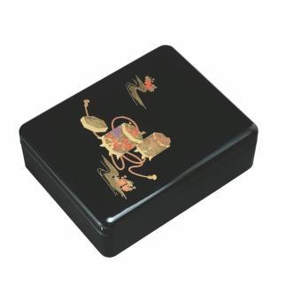 紀州漆器 新丸型文庫DX 黒 平安物語【YG340】