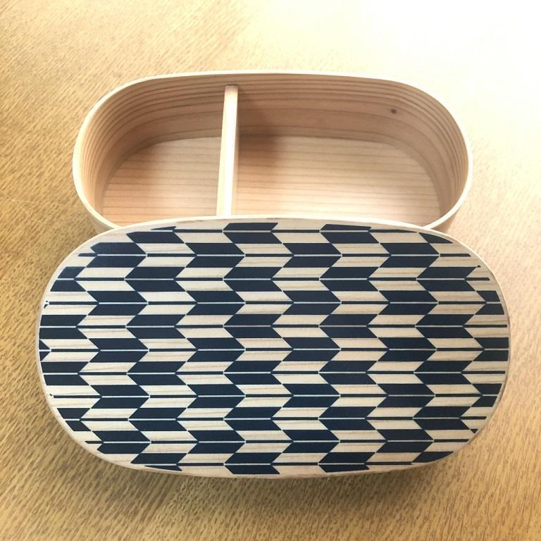 紀州漆器 曲げわっぱ 弁当箱 矢羽 青（九州国産日田杉）［YS94］