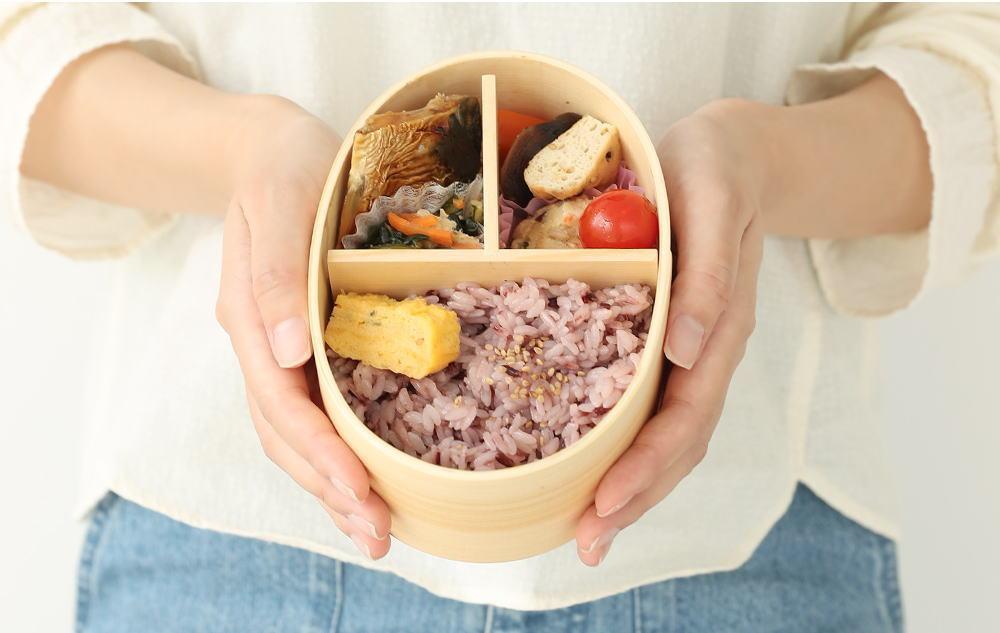 紀州漆器 曲げわっぱ まげわっぱ 弁当箱 矢羽柄 パープル 紫  ［YS100］