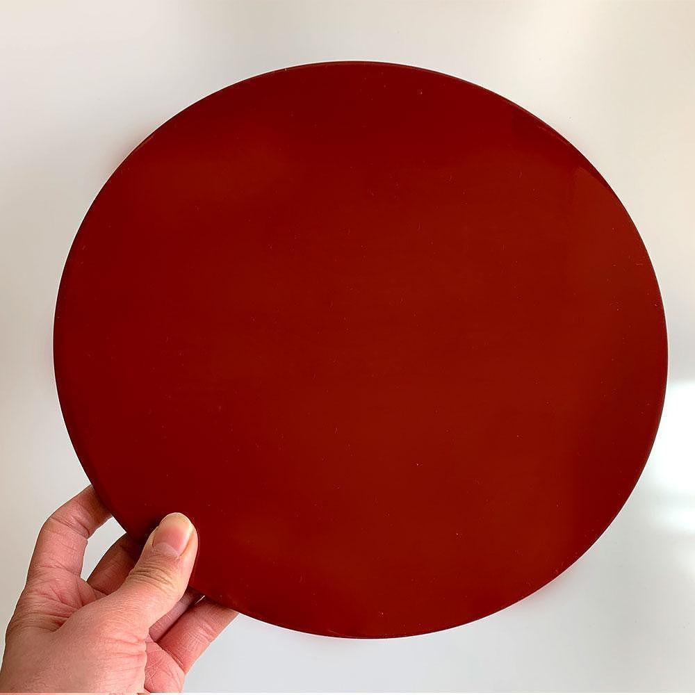 木製 丸板 敷板 花台 人形台 黒/朱 9号(27cm)【YG364】