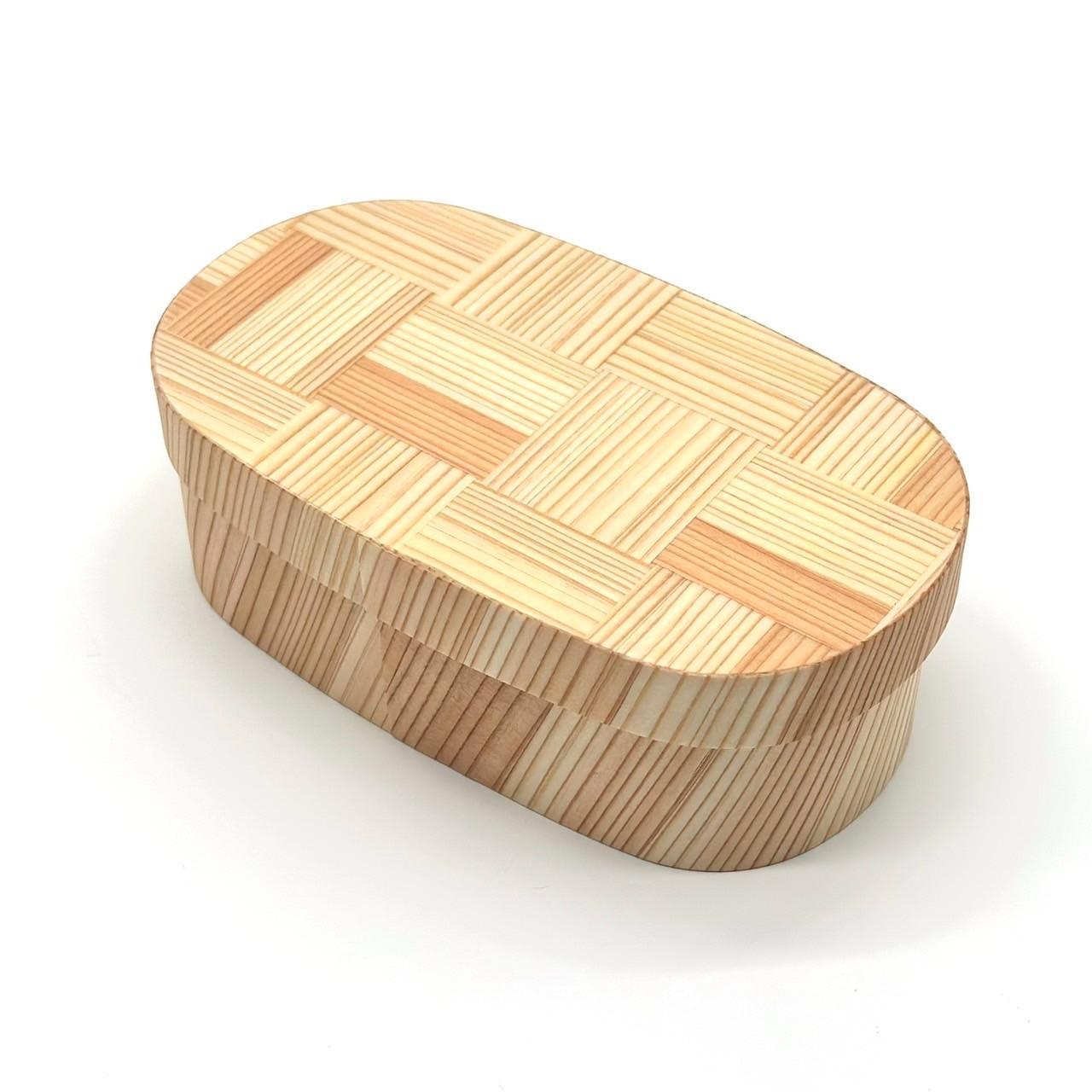 九州杉 国産 曲げわっぱ 網代柄 被せ蓋 弁当箱 まげわっぱ［YS156］