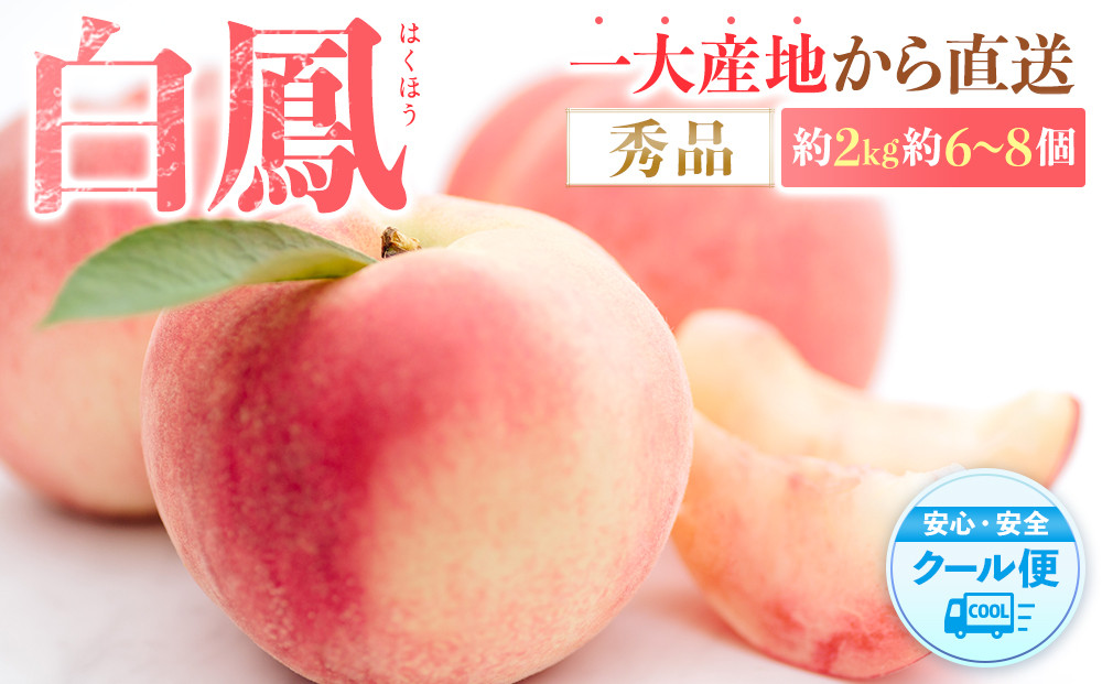 先行販売！［モモ］ 白鳳　桃の王様！約2kg6〜8個 ［2026年6月下旬頃より順次発送］［秀品］こだわり農家厳選 ［KG12］
