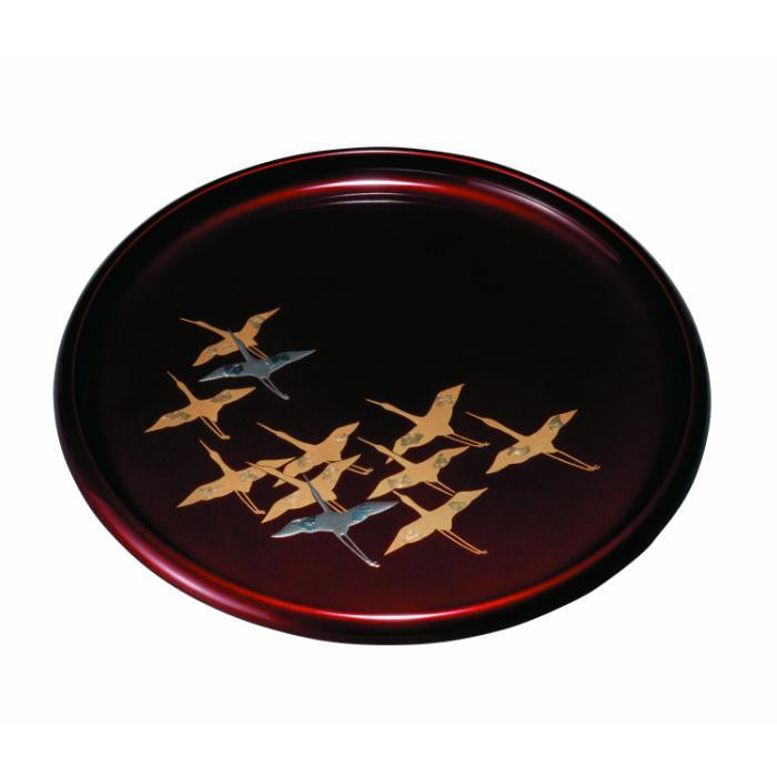 丸盆 30cm 玉虫 千羽鶴 ［YG453］