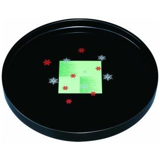 木製丸盆 30cm 黒 市松雪化粧【YG391】