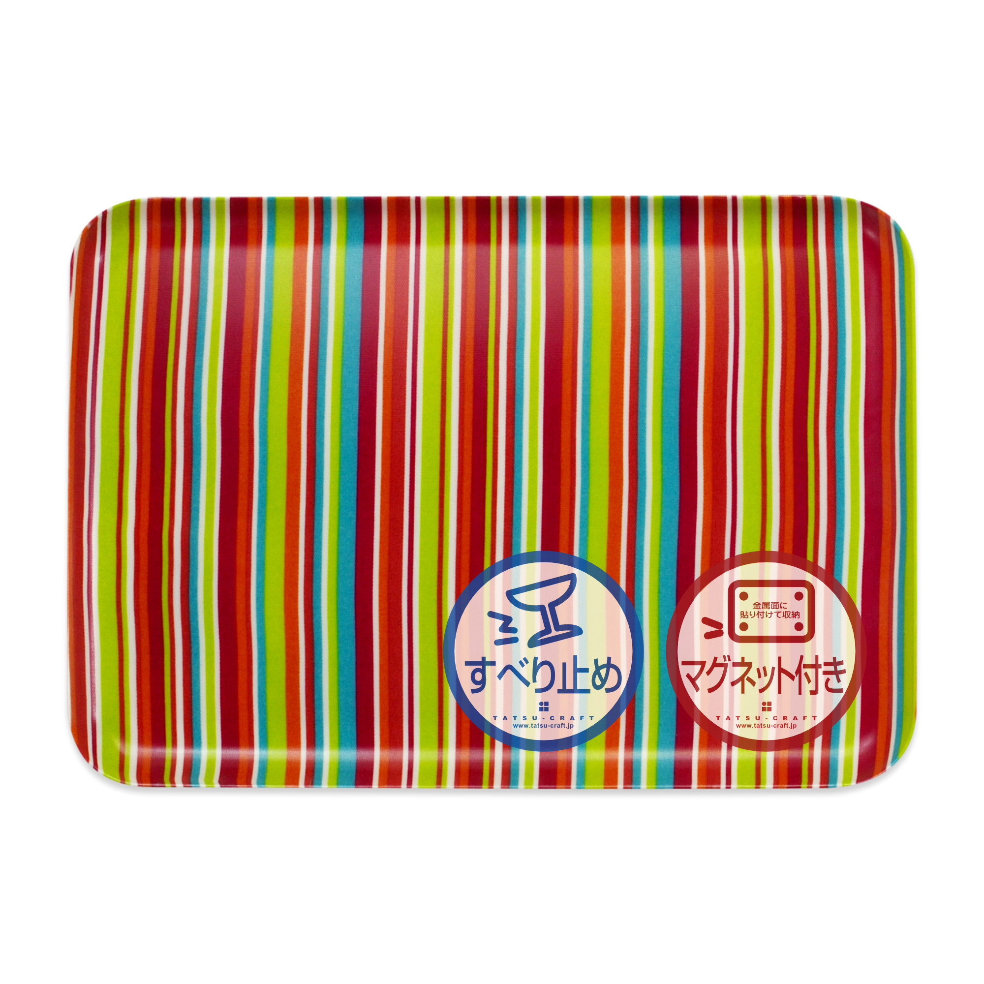 TATSU-CRAFT マグネットトレー M 33cm ミラノストライプ CP キャンディピンク すべり止め付き ［Tk1094］