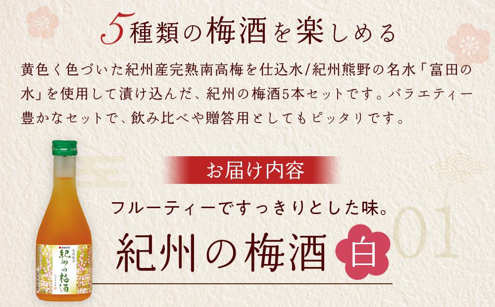 飲み比べ5本セット（白・赤・蜂蜜・黒糖・樽）紀州の梅酒【MG69】