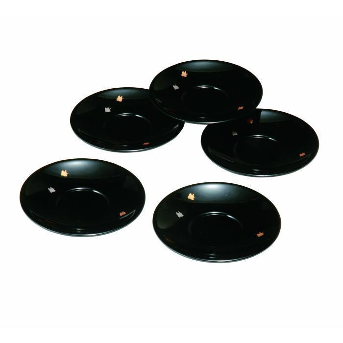 4.0寸 茶托 黒 千鳥 (5枚組)【YG106】