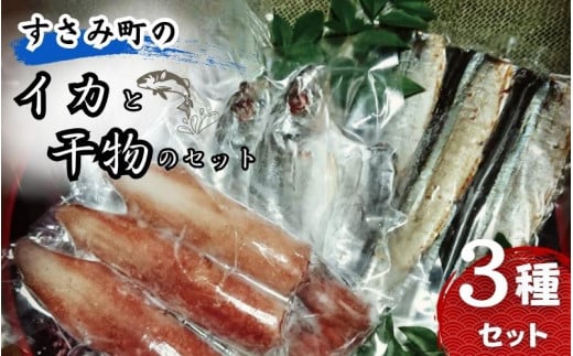 すさみ町のイカと干物のセット（イカ×3～5枚 、干物×6枚【あじ開き×3 、さんまみりん干し×3 】）/ まぐろ 鮪 いか アジ 鯵 サンマ 秋刀魚  詰め合わせ【gyg214】