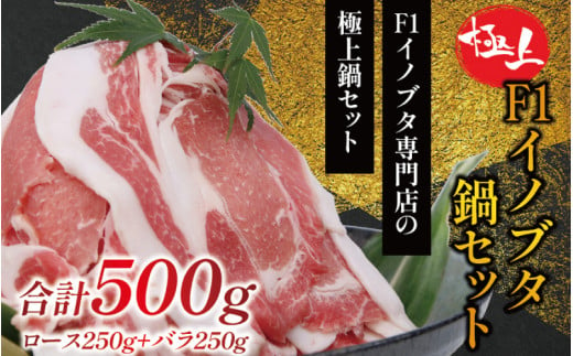 【数量限定】F1 イノブタ鍋セット (ロース250g・バラ250g・ギフトボックス) INOBUTA いのぶた  猪豚肉 小分け スライス
【sff101】