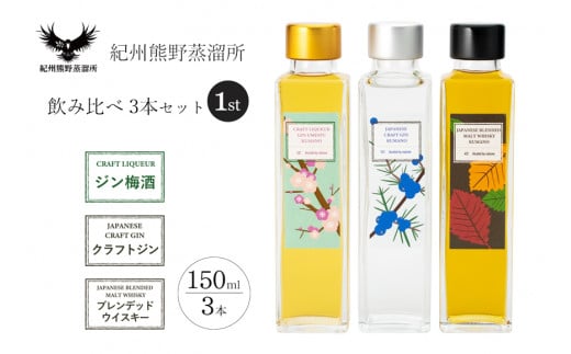 紀州熊野蒸留所 飲み比べ 150ml 3本セット 【prm026】