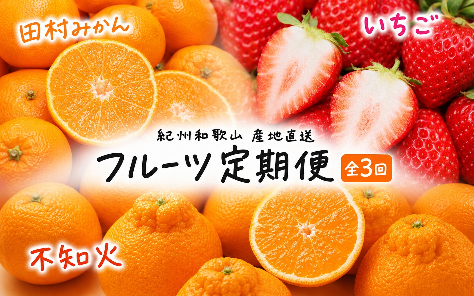 【全3回定期便】フルーツ大国和歌山よりお届け！旬のフルーツ定期便B【田村みかん・まりひめ・紀州デコ】 / フルーツ 果物 みかん いちご  旬 定期便  【tkb351】
