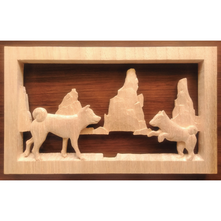 壁掛け　～再会2（橋杭岩と紀州犬）～