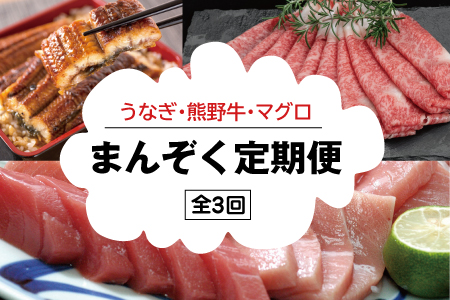 【3か月定期便】まんぞく定期便！うなぎ･高級和牛･マグロ　人気返礼品を3回お届け♪