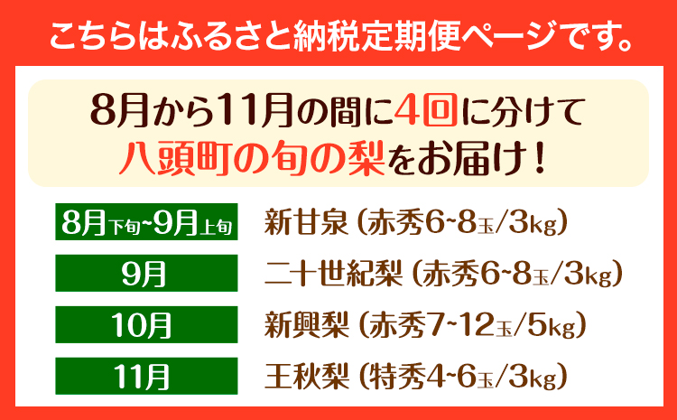 【先行予約】【全4回定期便】八頭の梨スペシャルコース 定期便 《8月下旬-11月末頃出荷》JA鳥取いなば 鳥取県 八頭町 梨 なし 果物 フルーツ 定期便 頒布会 新甘泉 二十世紀梨 新興梨 王秋梨