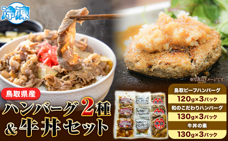 ハンバーグ 牛丼 鳥取県産ハンバーグ２種&牛丼セット 《90日以内に出荷予定(土日祝除く)》 鳥取県畜産農業協同組合 鳥取県 牛肉 牛 セット 送料無料 