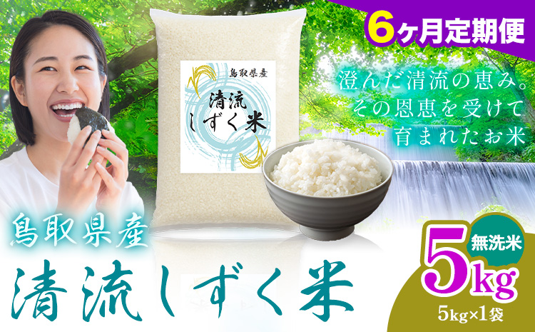 【6ヶ月定期便】鳥取 ふるさと 無洗米 5kg  清流しずく米《お申し込み月の翌月から出荷開始》鳥取県 八頭町 米 お米 ご飯 八頭 ふるさと無洗米 生活応援 ブレンド米 複数原料米 訳あり 小分け kome ご飯