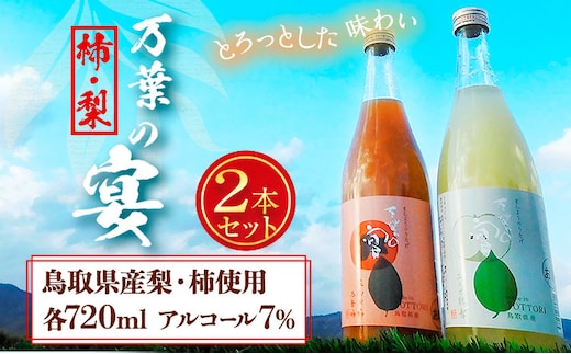 リキュール 鳥取県産梨・柿リキュール「万葉の宴」2本セット 株式会社北岡本店《90日以内に出荷予定(土日祝除く)》鳥取県 八頭町 リキュール 送料無料