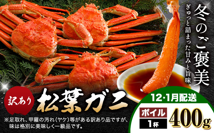 【ふるさと納税】カニ 松葉ガニ 訳あり 400g ボイル 1杯《12月・1月発送》 SOO合同会社 鳥取県 八頭町 送料無料  蟹 かに 姿 鍋 ズワイガニ  ズワイ蟹 ボイル 松葉ガニ 訳アリ