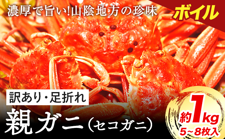 訳あり 親ガニ カニ 約1kg (5～8枚入り) ボイル さんチョク《2025年11月中旬-2026年1月上旬頃出荷》鳥取県 八頭町 送料無料 蟹 かに 鍋 ズワイガニ ズワイ蟹 冷蔵 セコガニ