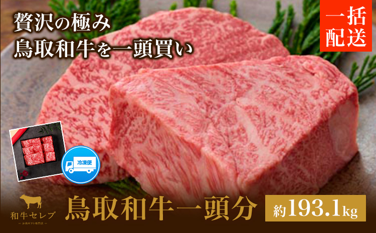 【和牛セレブ】鳥取和牛一頭分 約193.1~200kg 配送回数 一括 『和牛セレブ｜お肉ギフト専門店』《ご入金を確認してから約1ヶ月後に配送開始》鳥取県 八頭町 和牛 牛 牛肉 国産 黒毛和牛 一頭分 ギフト 和牛セレブ