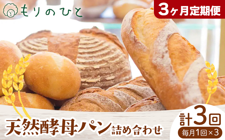 【3ヶ月定期便】もりのひと 天然酵母パン 詰め合わせ 選べる 定期便 回数 3回 もりのひと《お申込み月の翌月から発送》 鳥取県 八頭町 パン 食パン カンパーニュ ライ麦 全粒粉 くるみとレーズン 送料無料