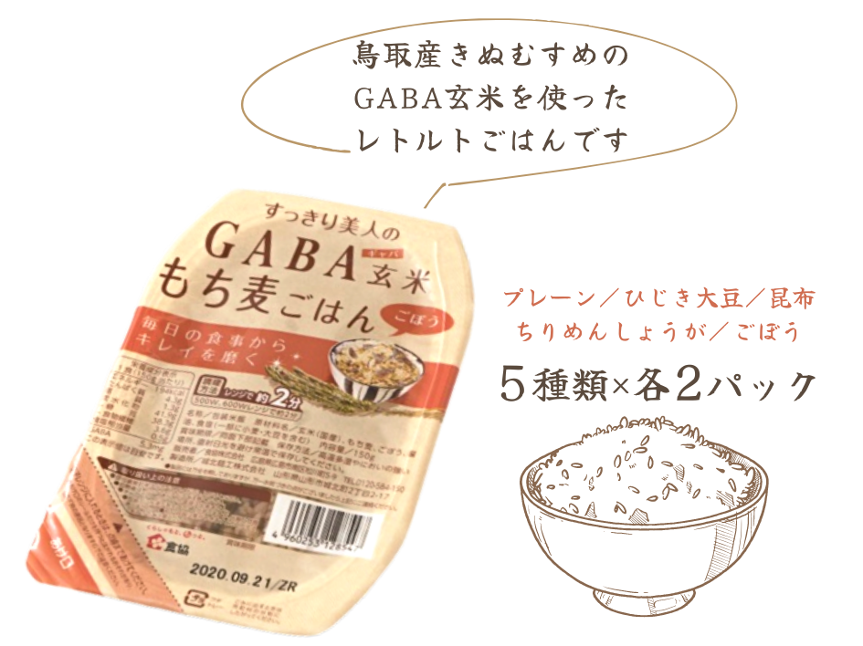 GABA玄米もち麦パックごはん 5種類セット（10パック入り）きぬむすめ JA 0938