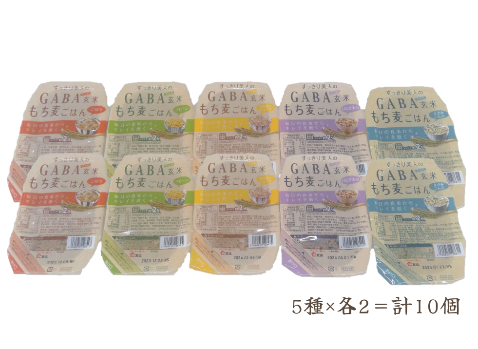 GABA玄米もち麦パックごはん 5種類セット（10パック入り）きぬむすめ JA 0938