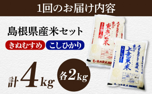 【全6回定期便】五ツ星お米マイスター厳選 こだわり米毎日食べ比べ 4kg×6回(上意東産コシヒカリ･東出雲産きぬむすめ) 島根県松江市/株式会社沼田米穀店 [ALBU011]