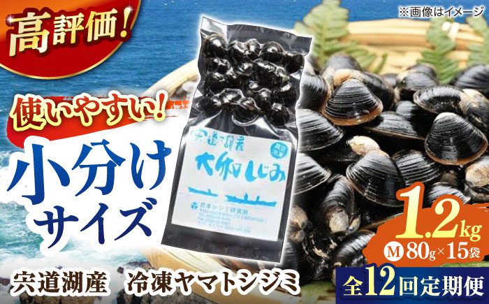 【全12回定期便】生産量日本一！宍道湖産 ヤマトシジミMサイズ（真空冷凍） 80g×15袋 島根県松江市/有限会社日本シジミ研究所 [ALBS005]