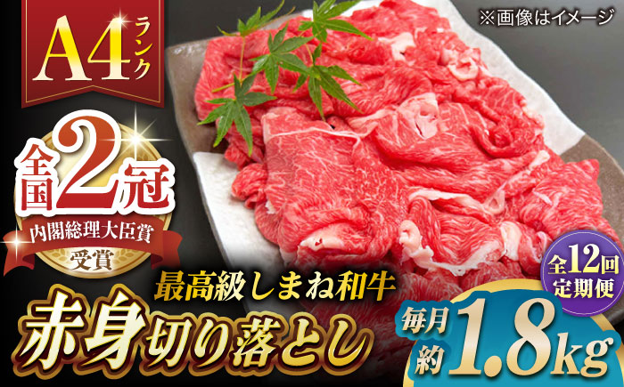 【全12回定期便】その旨味、最上級！「しまね和牛肉」 赤身切り落とし 約1.8kg(180g×10ﾊﾟｯｸ)【高級 焼肉勇花理(ゆうかり)】 島根県松江市/有限会社おき精肉店 [ALFT081]