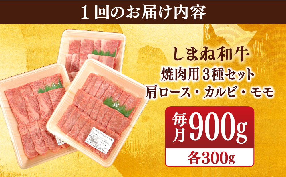 【全3回定期便】【全ブランド牛・しまね和牛】焼肉3種セット(肩ロース・カルビ・モモ) 各300g 島根県松江市/Do corporation株式会社（しまね和牛） [ALFU028]